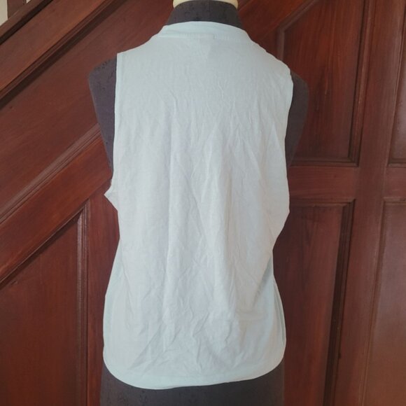 Adidas Womens Sleeveless Adjustable Ruched Tank Top M Light Blue Cotton Blend At - Picture 5 of 8